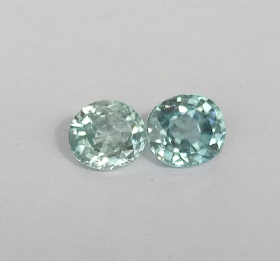 0.38 ct. Oval pair Natural Blue Zircon